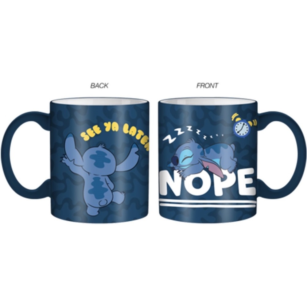 Disney Sleeping Stitch Nope See Ya Later blue 20 oz Coffee Mug Lilo Stitch NWOT